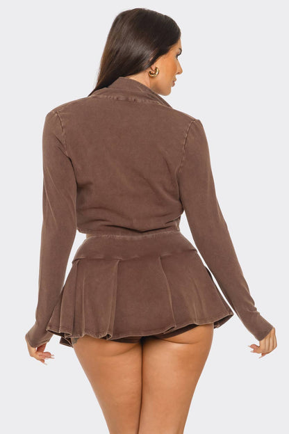 Inside Tank Top Jacket And Skort 3 Pieces Set