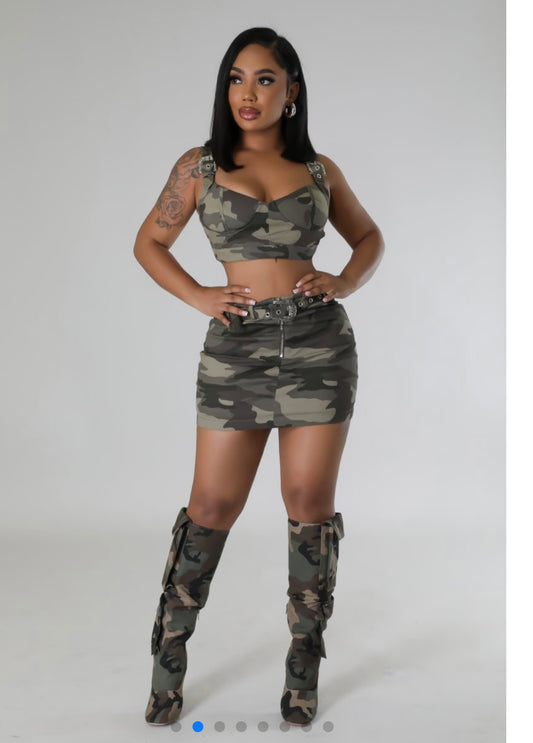 Diva Camo Skirt Set