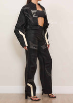 Furious Motor Racing Leather Jacket for Women zip detailed jacket