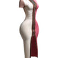 PLUS SIZED Color blocked zipper closure dress