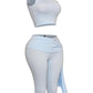 PLUS SIZE One shoulder tied capri leggings set