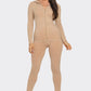 Washed Seamless Rib Zip Up Hoodie Jacket And Leggings Set