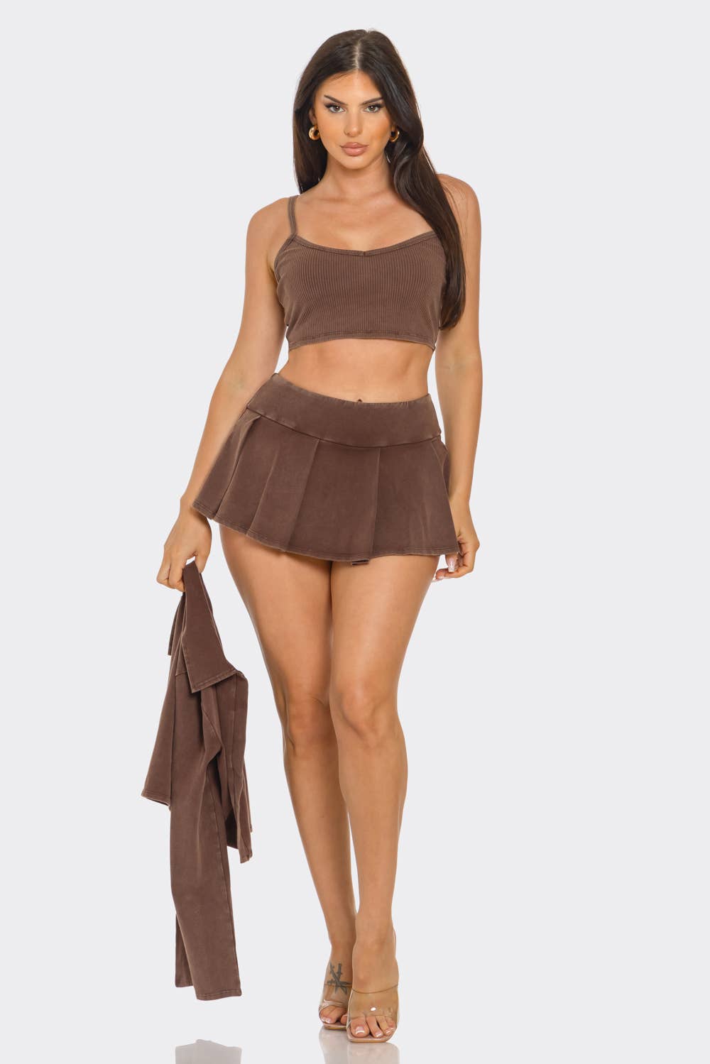 Inside Tank Top Jacket And Skort 3 Pieces Set