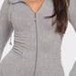 Washed Seamless Rib Zip Up Hoodie Jacket And Leggings Set
