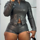 Diva leather shorts set