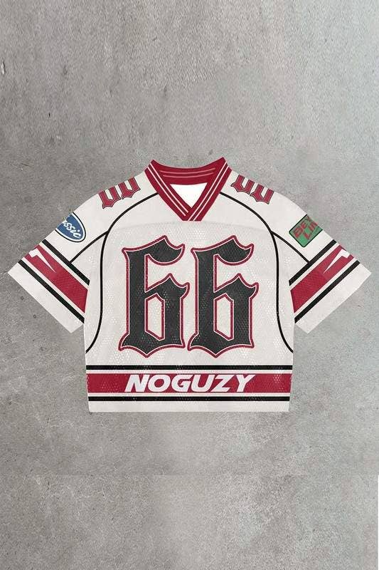 Graphic Number Patch Cropped Jersey Top