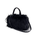 Black faux fur handbag fluffy texture
