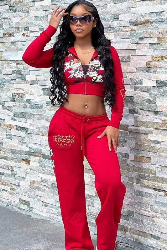 Graphic Tracksuit Set for Women front view