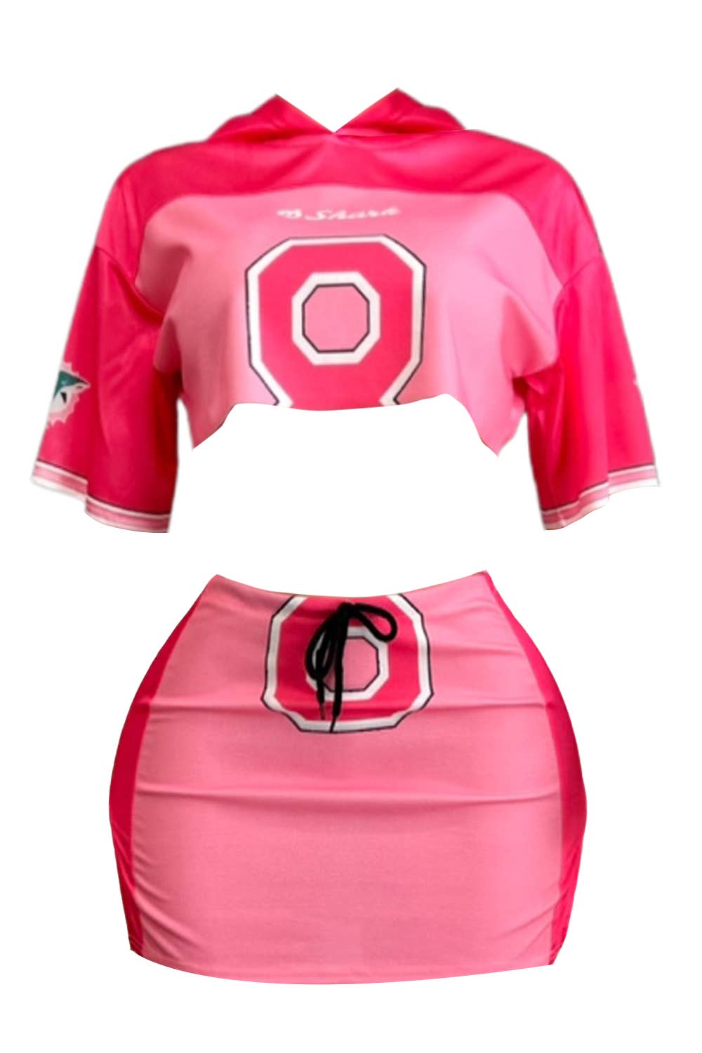NC2097A Varsity Crop Hoodie & Mini Skirt Set