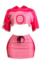 NC2097A Varsity Crop Hoodie & Mini Skirt Set
