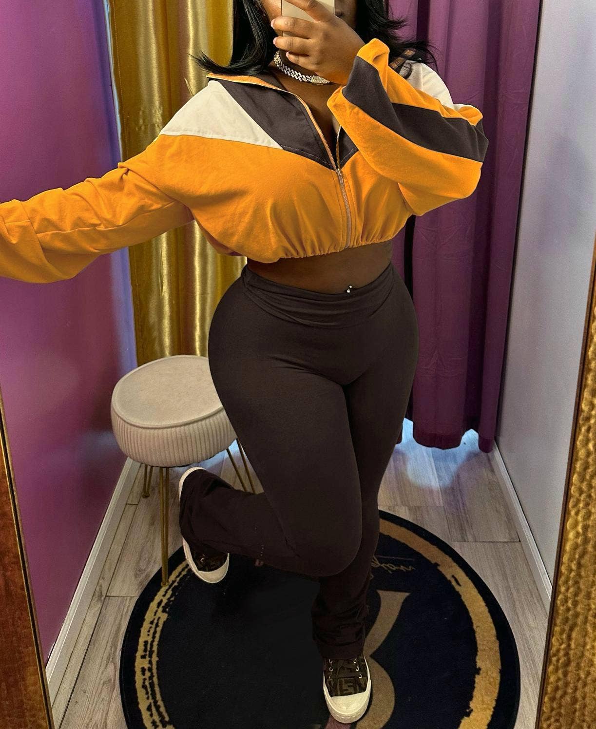 Striped sweatshirt set leggings tracksuit