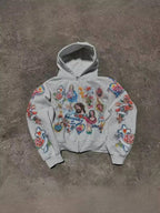 Retro Gothic Style Letter Printed Hoodie Casual Sweatshirt