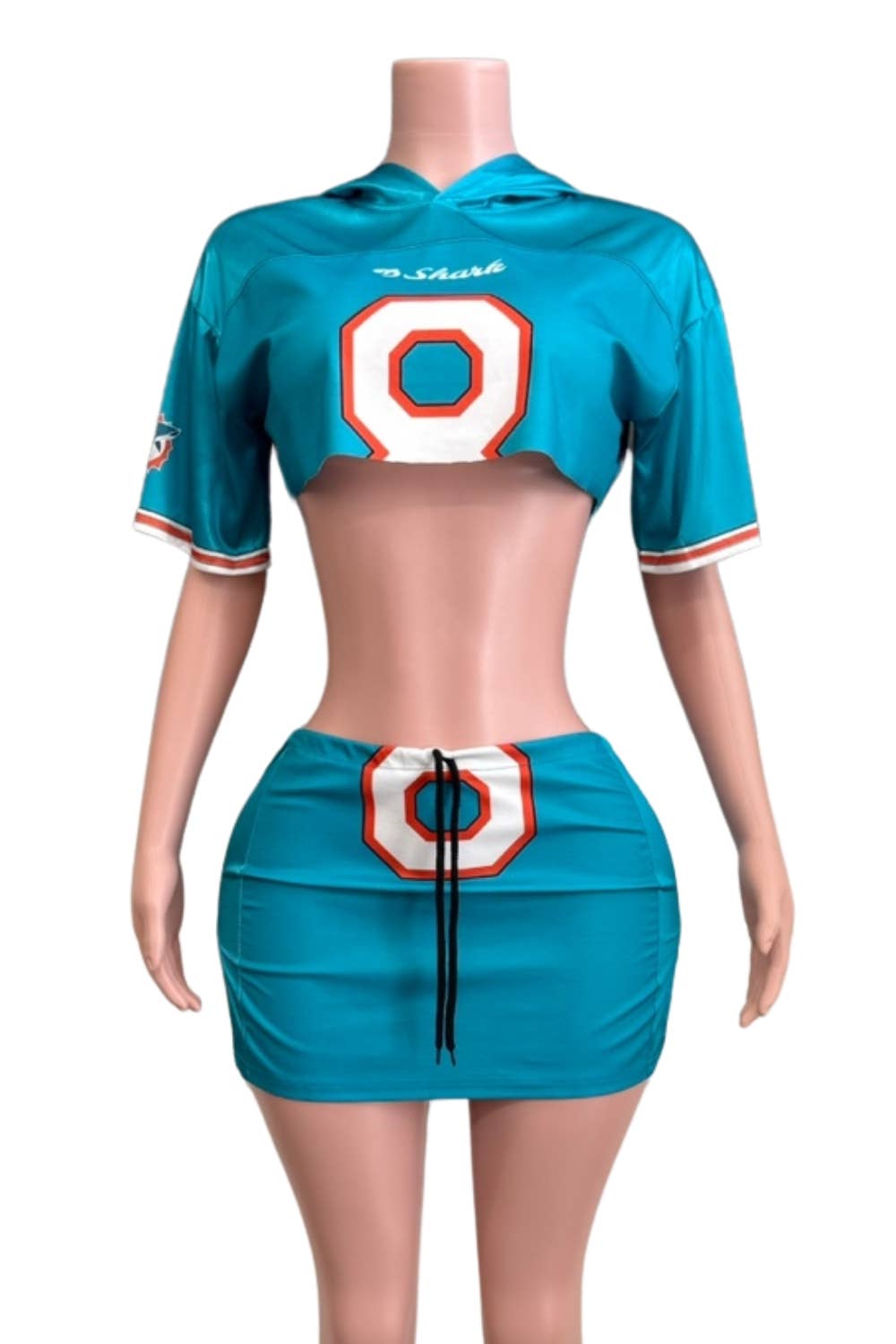 NC2097A Varsity Crop Hoodie & Mini Skirt Set