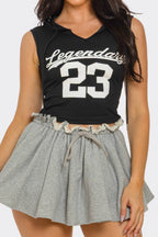 NT1146A Graphic Crop Hoodie Top