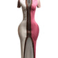 PLUS SIZED Color blocked zipper closure dress