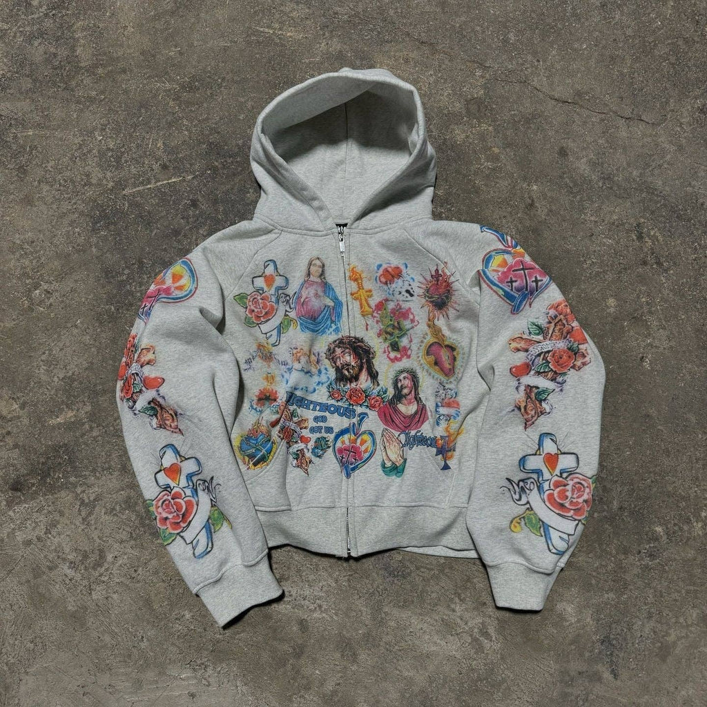 Retro Gothic Style Letter Printed Hoodie Casual Sweatshirt