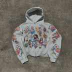 Retro Gothic Style Letter Printed Hoodie Casual Sweatshirt