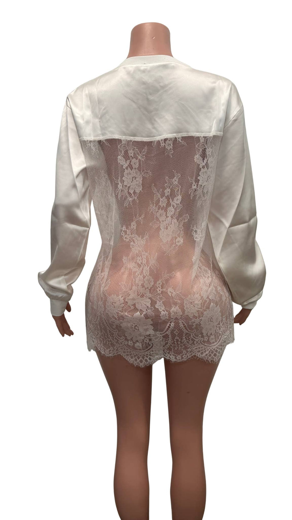 Lace Mesh Patchwork Oversized Jersey Longsleeve Top