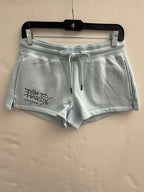BLUE LEOPARD FLEECE SHORT front view