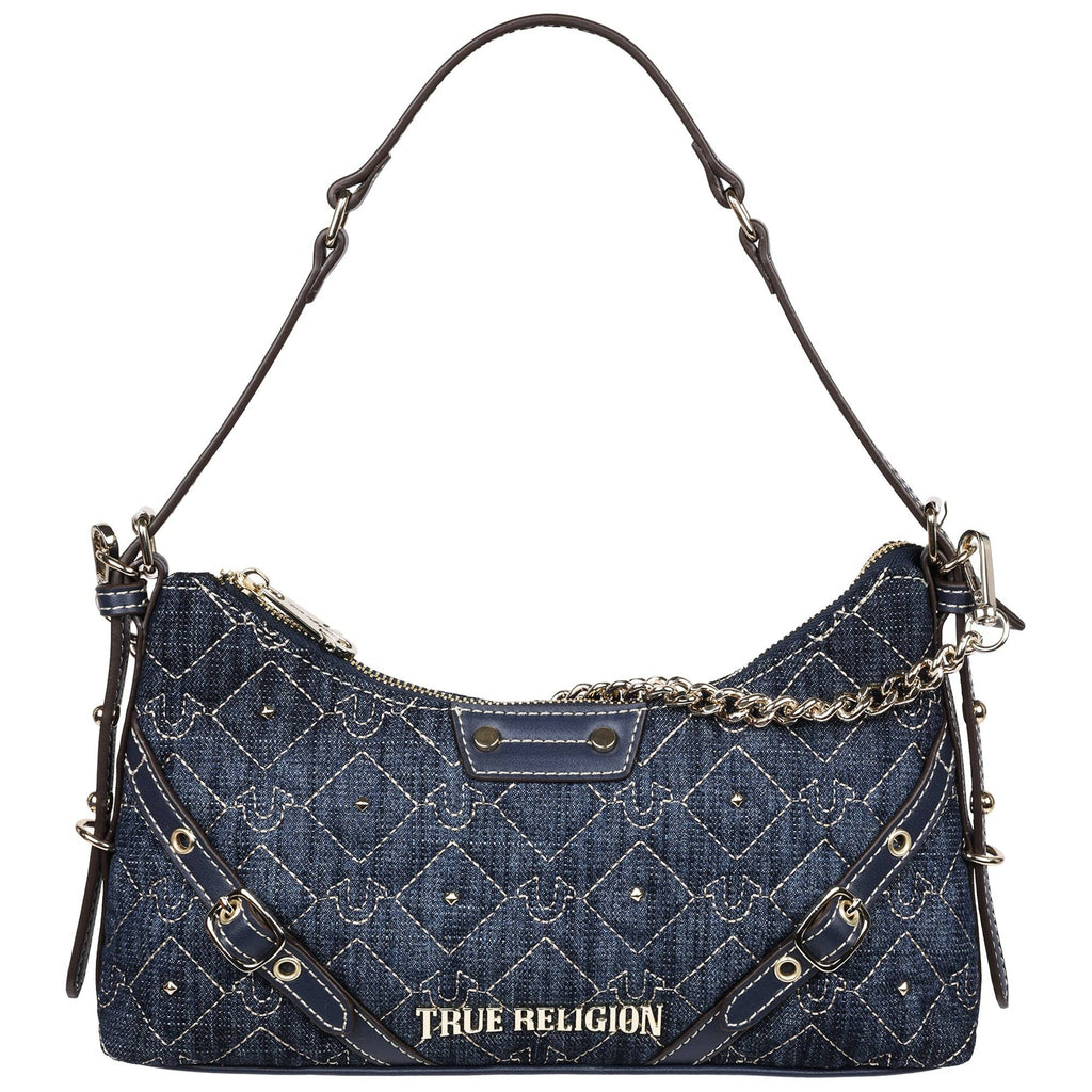 True Religion Studded Denim Chain Shoulder Bag