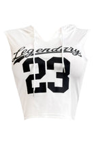 NT1146A Graphic Crop Hoodie Top