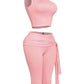 PLUS SIZE One shoulder tied capri leggings set