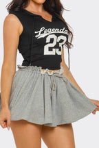 NT1146A Graphic Crop Hoodie Top