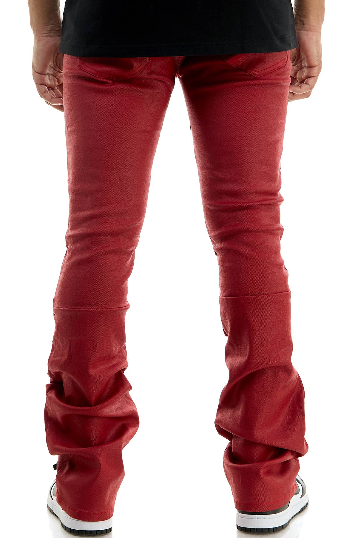 WAXED PLEAT FLARE PANTS