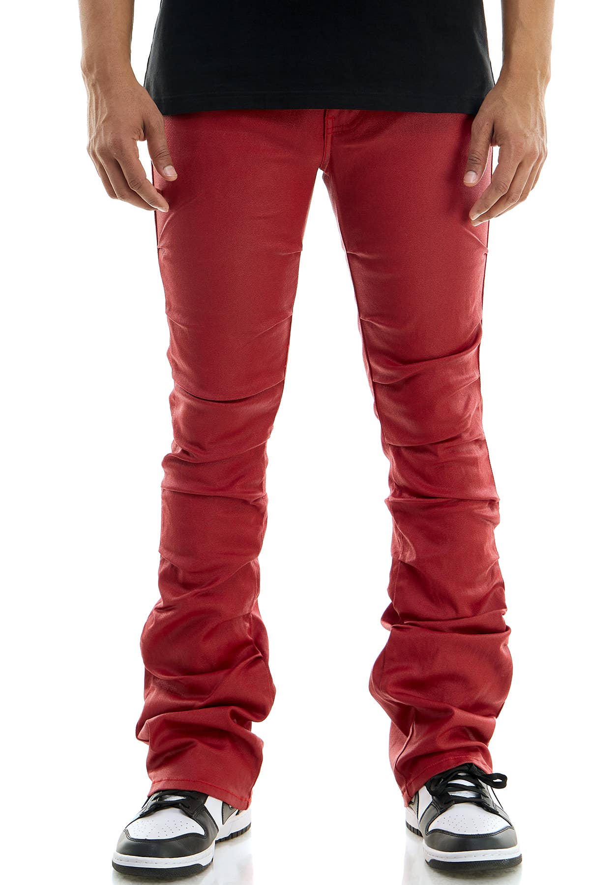 WAXED PLEAT FLARE PANTS