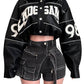 NT1107C Cropped PU Leather Varsity Jacket