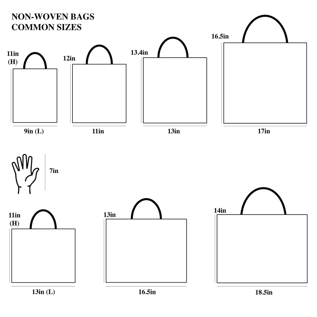 50pcs, 3 Size Light Beige w/ Black Border Non-woven Gift Bag