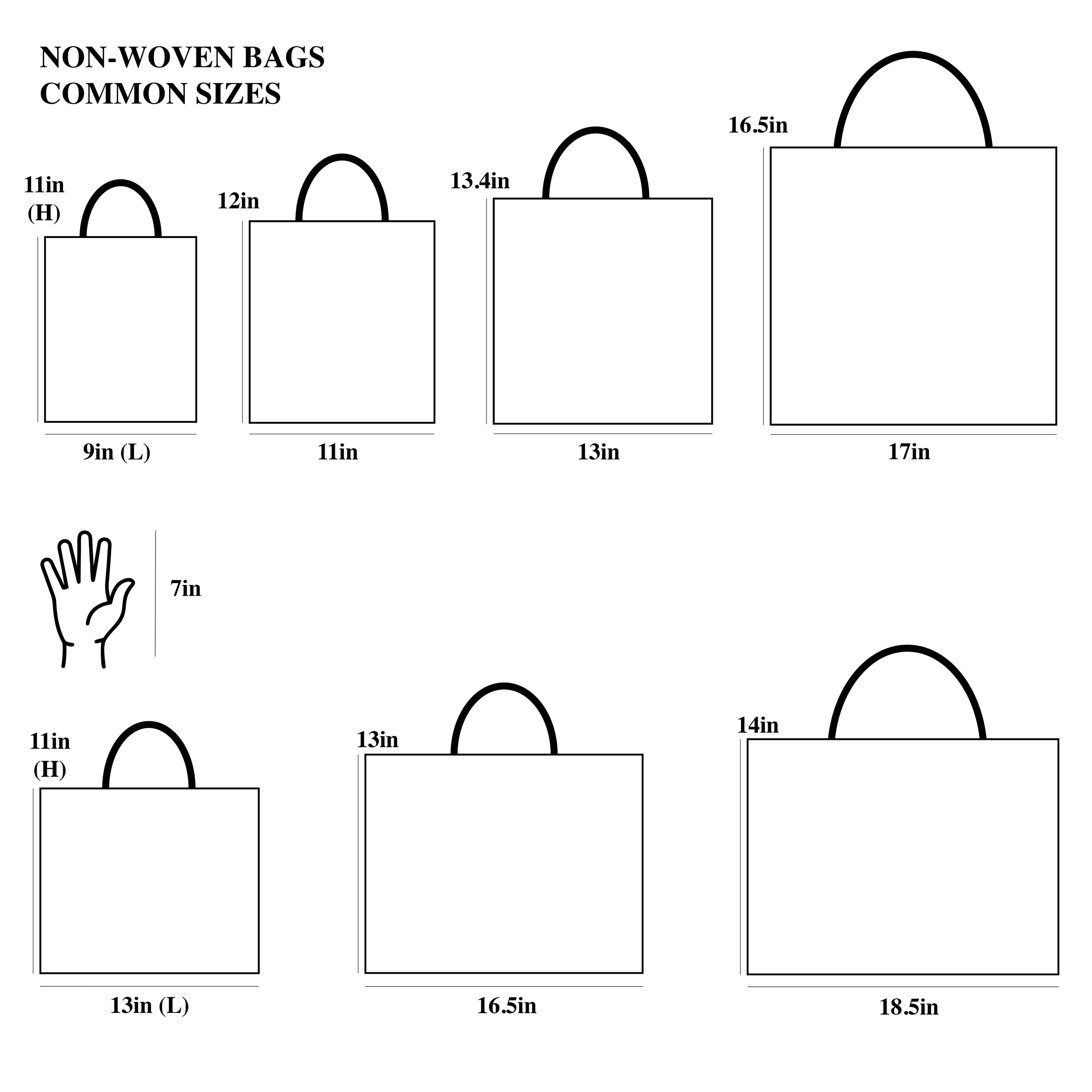 50pcs, 3 Size Light Beige w/ Black Border Non-woven Gift Bag