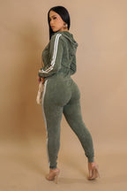 mineral washed jacket and jogger set women street style