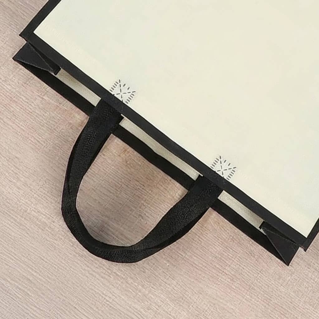 50pcs, 3 Size Light Beige w/ Black Border Non-woven Gift Bag