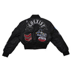 Coexist Multi Patches MA-1 Jacket for Women zipper front design