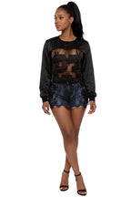 Lace Mesh Patchwork Oversized Jersey Longsleeve Top