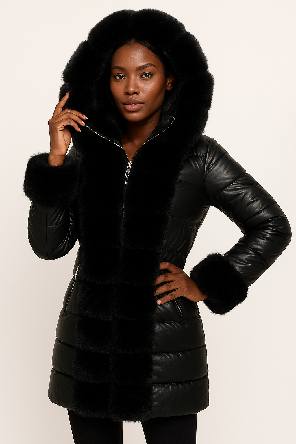 Midnight Luxe Faux Fur Puffer Coat