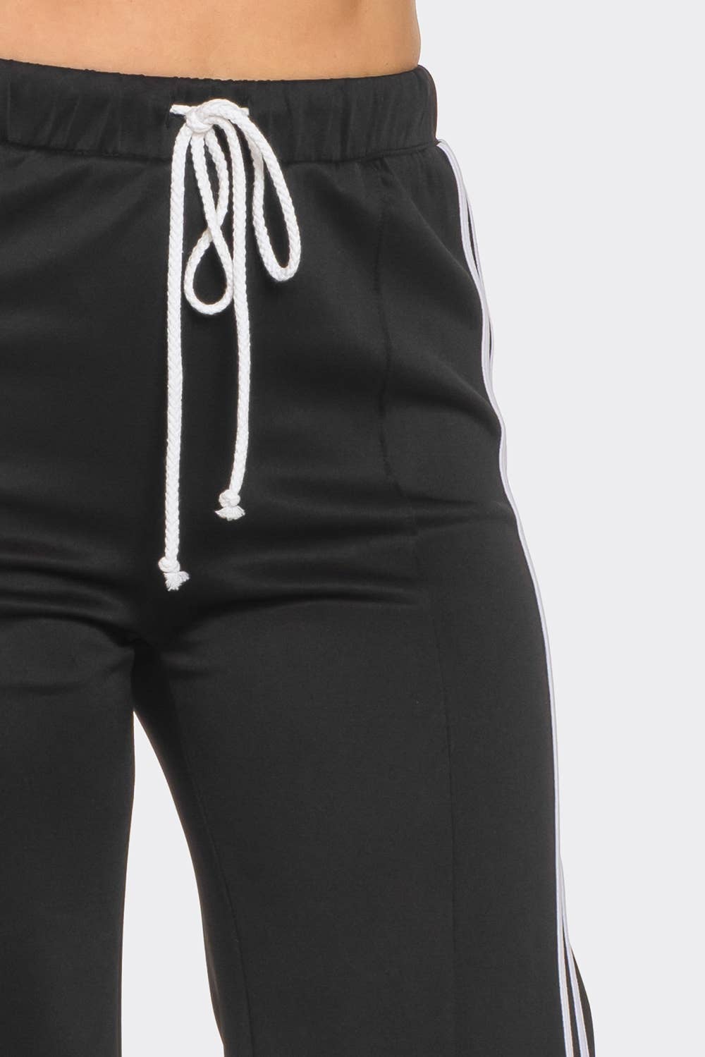 Slit Two White Stripes Flare Pants