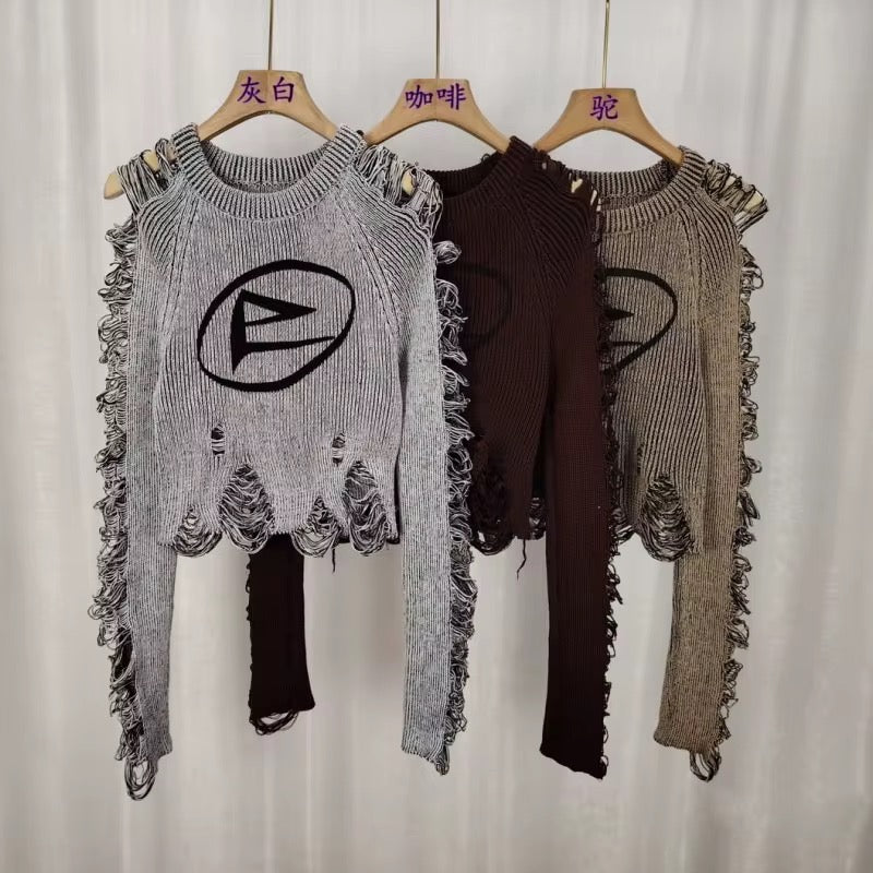Fashion Damaged Sweater for Women front view