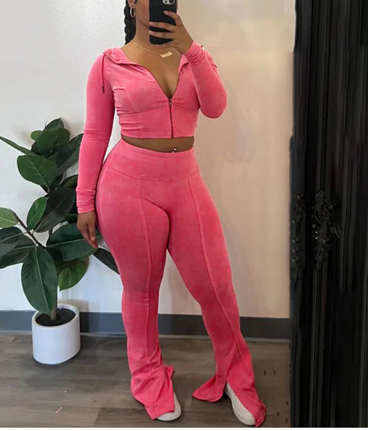 Crop top flared legged set