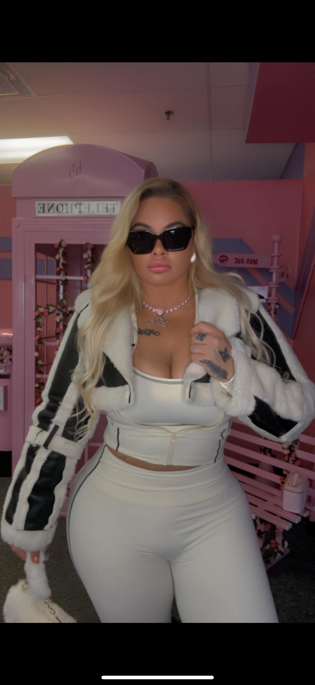 Cropped Faux Shearling Aviator Jacket