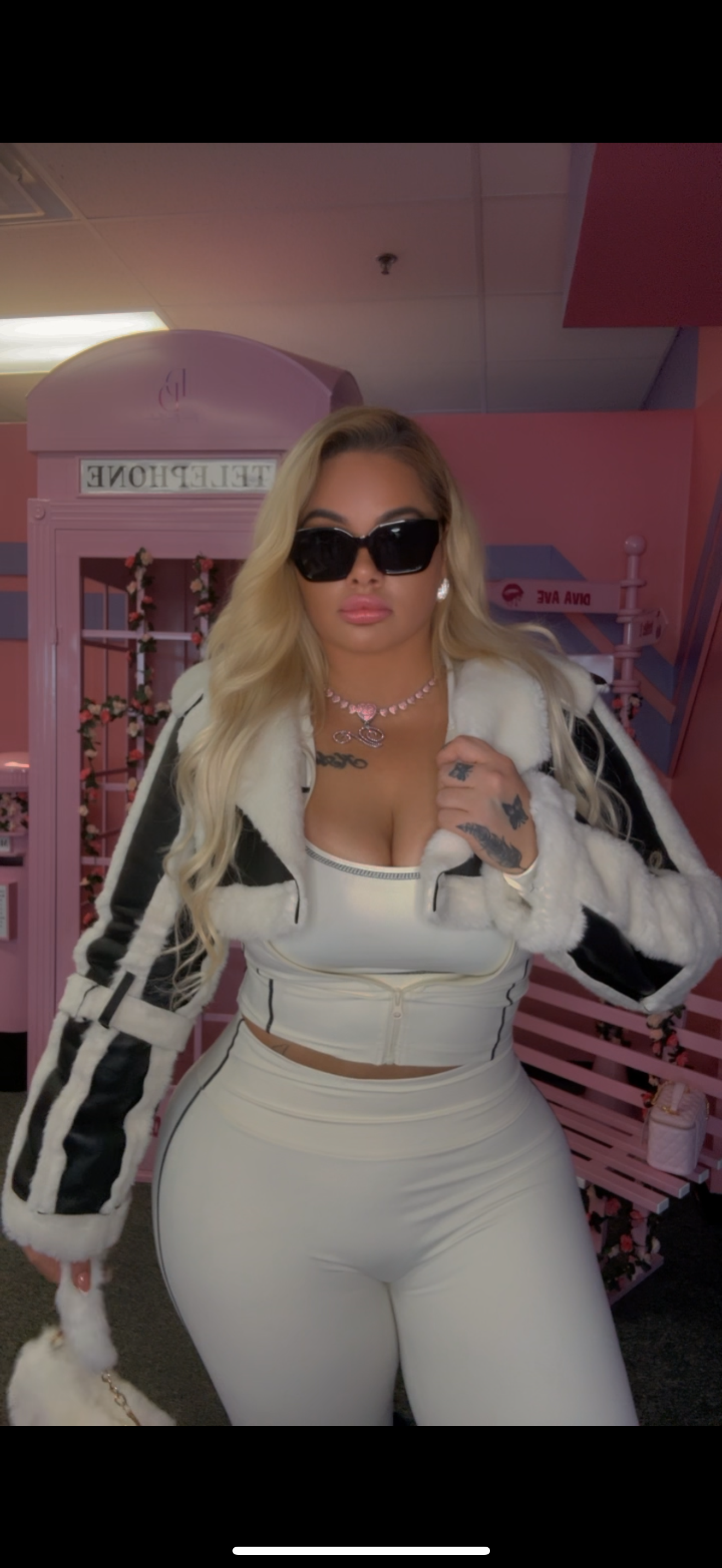 Cropped Faux Shearling Aviator Jacket