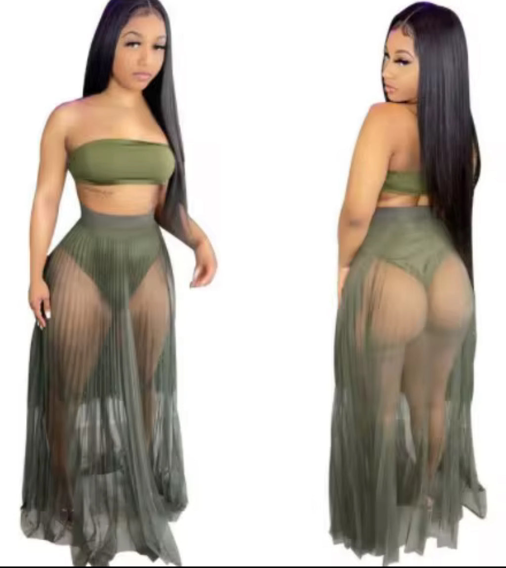 Tubed top skirt set