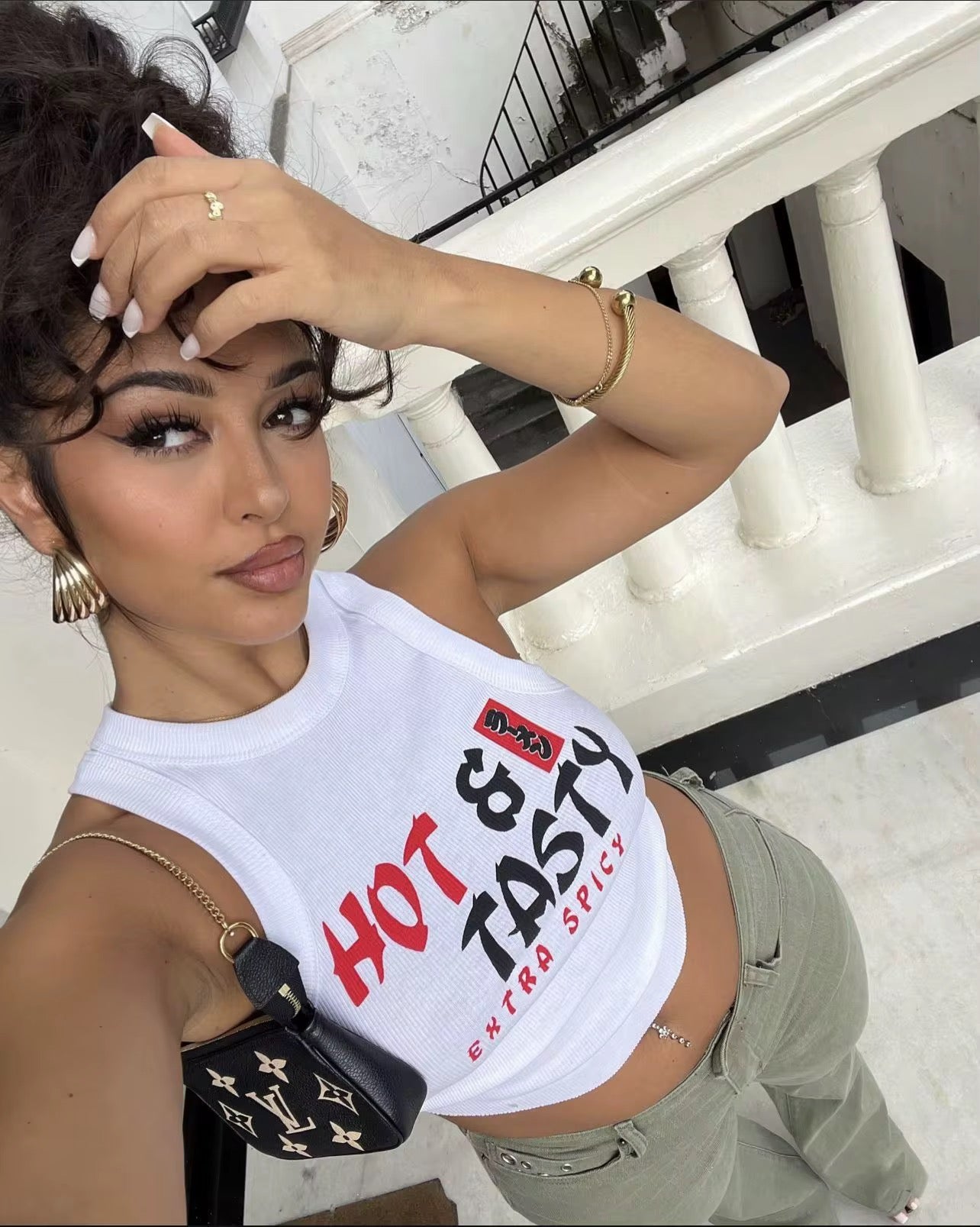 Hot & Tasty Extra Spicy” Graphic Crop Tank