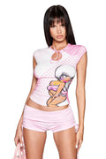 barbie pop heart crop set women outfit