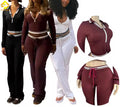 two-piece quater zip-up set women outfit