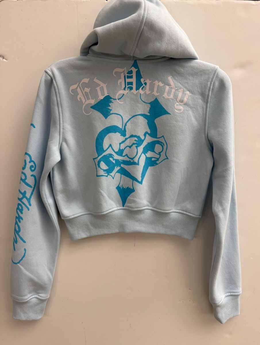 BLUE LEOPARD ZIP FRONT HOODIE zip detail