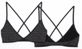 Black Flocked Logo Mesh Criss Cross Bralette women sheer streetwear top