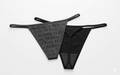 Black Flocked Logo Mesh G String women sheer mesh underwear