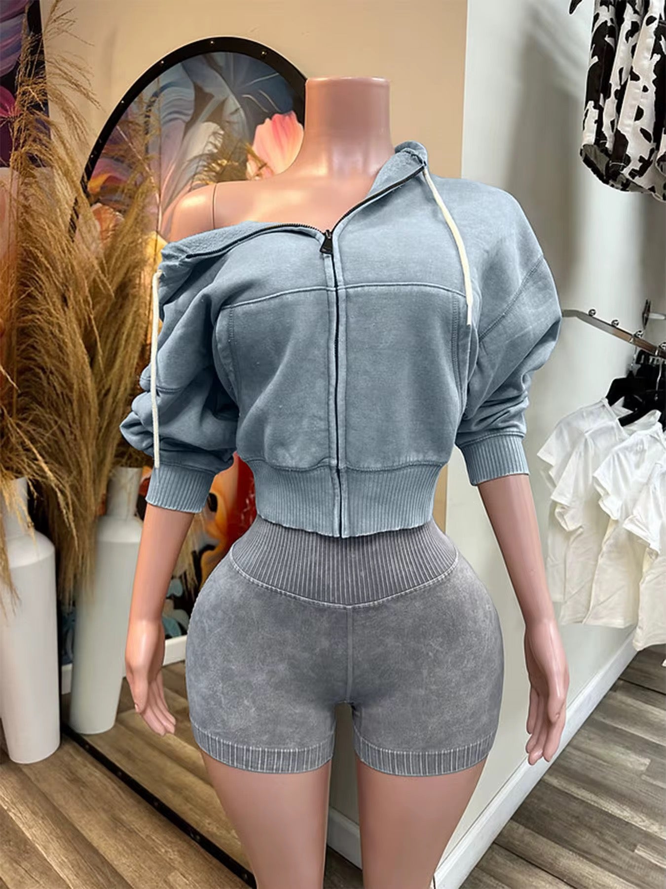 Hoodie Active Short Set men casual two-piece outfit streetwear style